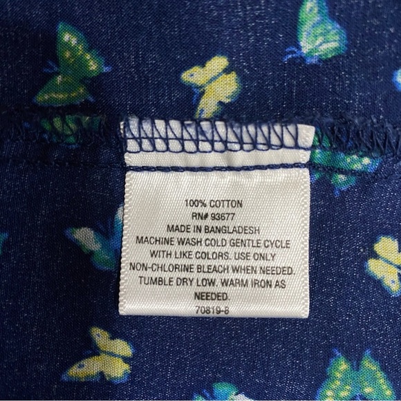 St. John’s Bay Tiny Butterfly Print Long Sleeve Button Down - Picture 6 of 6